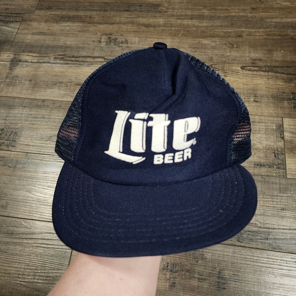 Vintage 1980's Miller Lite beer snap back cap hat cb